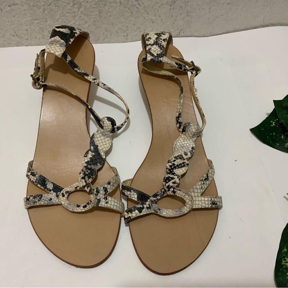 New J Jill Women's sandals fletch Open Toe Slip On Gray Black  Snakeskin  Sz 9